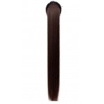Extensie de par coada dreapta cu snur si pini 70 cm Cod 137D-233 Castaniu Inchis Mixt
